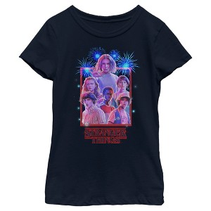 Girl's Stranger Things Fourth of July  Character Frame T-Shirt - 1 of 4