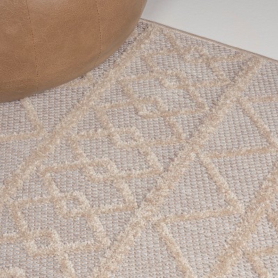 Ivory Geometric Synthetic Reversible 5x8 Area Rug