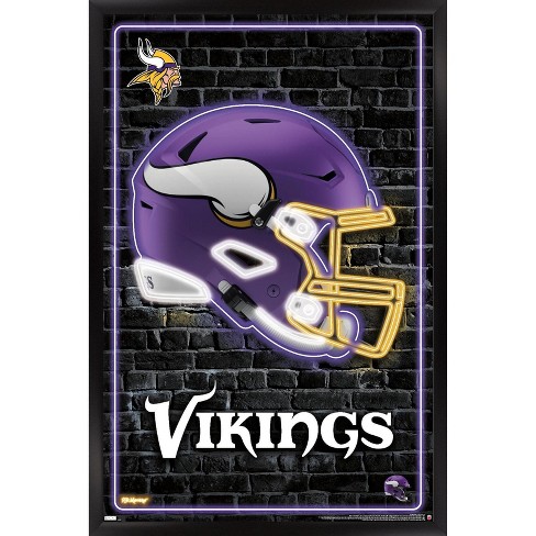 Trends International NFL Minnesota Vikings - Neon Helmet 23 Framed Wall  Poster Prints Black Framed Version 14.725' x 22.375'