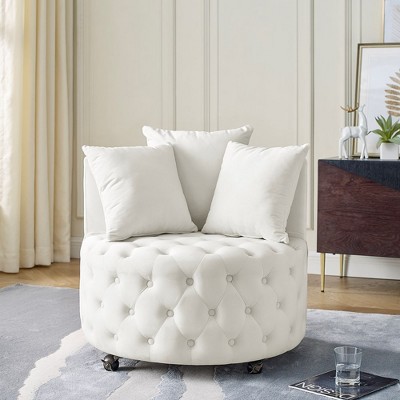 Velvet Upholstered Swivel Chair for Living Room