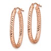 Black Bow Jewelry 3mm Crisscross Oval Hoop Earrings in 14k Rose Gold, 32mm (1 1/4 Inch) - 2 of 4