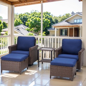 Outdoor Patio Furniture Set All Weather PE Rattan Conversation Set - 1 of 4