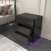 NicBex Nightstand with Adjustable LED Light,Side Table with Solid Wood Frame and 3 Drawers,Bedside Table for Bedroom,Living Room,White/Black - 4 of 4