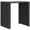 vidaXL Patio Bar Table with Acacia Wood Top Black 41.3"x31.5"x43.3" Poly Rattan - 2 of 4