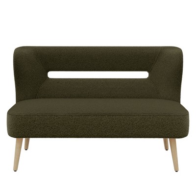 Beautyolove 46.5 in. W Green Velvet Upholstered Open Back 2-Seater Loveseat Sofa with Solid Wood Legs