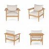 Outdoor Patio Garden Club Lounge Chair with Beige Cushions,Acacia Wood Lounge Chair with Wide Armrests,Wooden Outdoor Lounge Chair-Coolbibila - 2 of 4