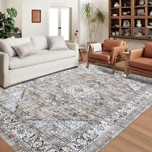 Vintage Hallway Runner Rug, Washable Soft Low-Pile Non-Slip Carpet for Bedroom, Living Room & Kitchen - 1 of 4