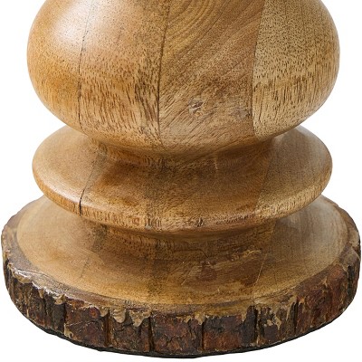 Rustic Mango Wood Pillar Candle Holder with Bark Edge