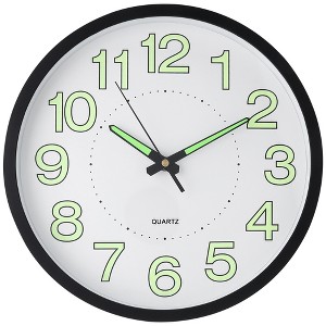 REGALWOVEN Plastic Glow-In-The-Dark Silent Battery Powered Wall Clock 12 x 12 x 1.6 Inches - 1 of 4