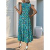 Coolmee Women Boho Dresses V Neck Loose Fit Casual Sleeveless Dress Bohemian Geometric Pattern Maxi Casual Summer Dresses - 4 of 4