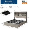 Nasitip Bed Frame with Bookcase Headboard, Storage Drawers, Charging Station, No Box Spring Needed, Metal Wood Frame, Queen/Full, Grey - 2 of 4