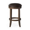 HomeRoots 26" Brown Faux Leather and Solid Wood Backless Counter Height Swivel Bar Chair - 4 of 4