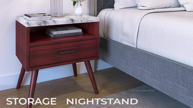 Maddox Mid-Century Modern Marble Top Nightstand - Eco Dream, 2 of 8, play video