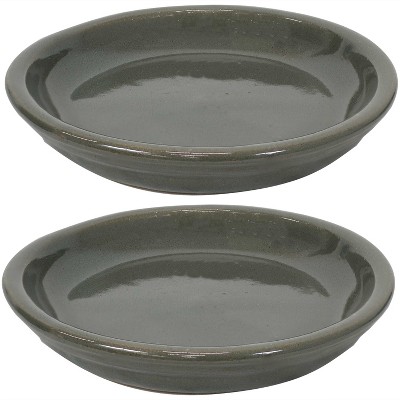 Sunnydaze Outdoor/Indoor High-Fired Glazed UV- and Frost-Resistant Ceramic Flower Pot Planter Saucers - 2-Pack