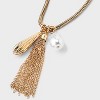Tassel and Pearl Drop Pendant Necklace - A New Day™ Gold - 4 of 4
