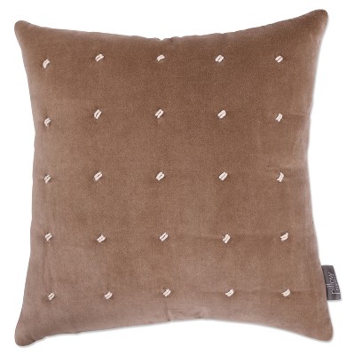 18"x18" Indoor French Knots Square Throw Pillow Gray - Pillow Perfect: Cotton Velvet, Non-Woven Fabric, Zipper Closure