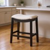 HomeRoots 26" White and Black Fabric and Solid Wood Backless Counter Height Bar Chair - 2 of 4