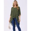 INSPIRE CHIC Women's High Low Hem Scoop Neck Asymmetrical 3/4 Sleeve Summer Top - 3 of 4