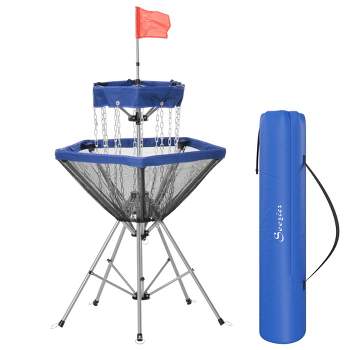 Soozier Portable Disc Golf Basket Target with 12-Chain, Easy Carry Bag