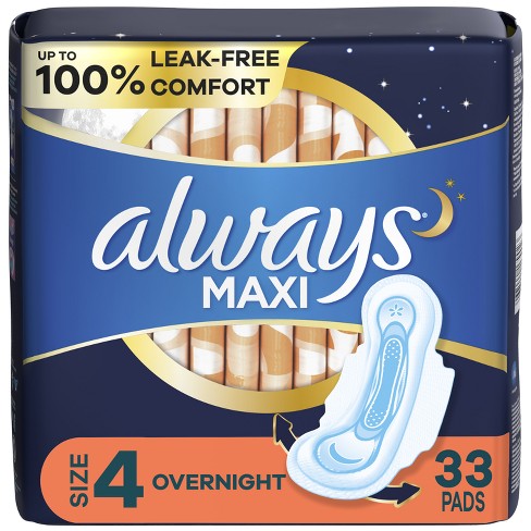 Always Infinity Feminine Pads for Women, Size 5 Extra Heavy Overnight, with  wings, unscented, 11 Count
