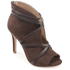 Journee Collection Womens Samara Back Heel Zip Peep Toe Stiletto Booties - 1 of 4