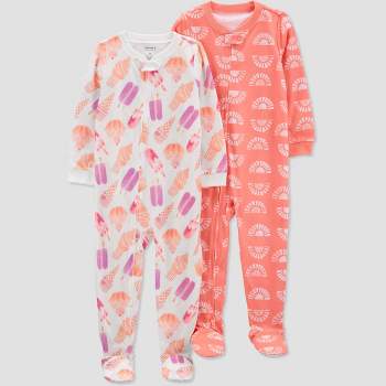 Carter's Just One You®️ Toddler Girls' 2pk Snug Fit Ice Cream and Suns Footed Pajama - Pink/White