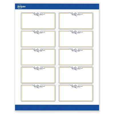 Avery 2" x 4" Labels, Gold & Navy Border with Florals, 100 ct