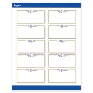 Avery 2" x 4" Labels, Gold & Navy Border with Florals, 100 ct - 1 of 4
