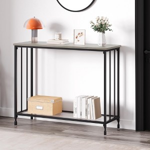 Jojoka Console Table, Sofa Tables Narrow Entryway Table with Glass Shelf and Metal Frame - 1 of 4