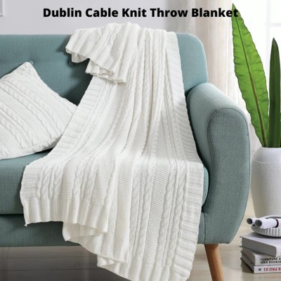 Red Cotton Cable Knit Throw Blanket 50" x 70"