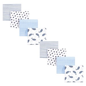 Hudson Baby Infant Boy Cotton Flannel Receiving Blankets Bundle Set, Narwhal, One Size - 1 of 2