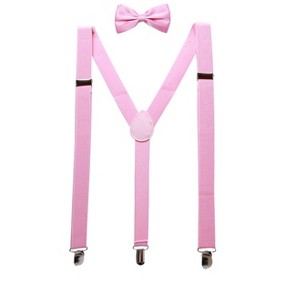 INSPIRE CHIC Gender Neutral Set Y Shape Adjustable Elastic Shoulder Strap Suspenders Bow Tie - 1 of 4