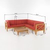 GDFStudio Keith Outdoor Acacia Wood 5 Seater Sectional Sofa Chat Set with Water-Resistant Cushions - 3 of 4