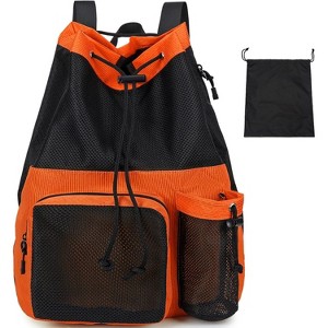Mesh Drawstring Backpack with Shoe Bag, Durable String Sack with Handle for Gym, Beach, and Yoga Travel - 1 of 4