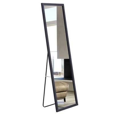 FURNIinspire Full Length Mirrors, Modern Mirror with Stand BodyMirror, Freestanding Mirror for Bedroom or Livingroom Decor, Black, 2"*18.1"*57.9"
