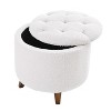 CAVINAS 20" Round Fleece Storage Ottoman with Lid,Multi-Functional Bench with Storage,Round Ottoman with Storage  for Living Room and Bedroom - 2 of 4