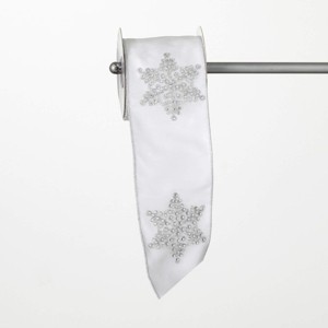 15'L Sullivans Christmas White Sparkly Star Ribbon, White-Silver - 1 of 3