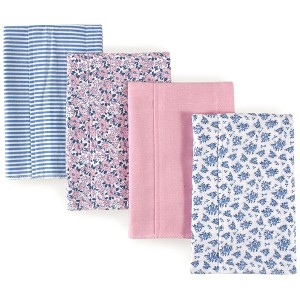 Hudson Baby Infant Girl Cotton Flannel Burp Cloths 4pk Set, Classic Floral, One Size - 1 of 1
