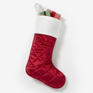 FIONECA Personalization Mall Cozy Quilt Christmas Stocking - Red - 1 of 1