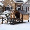 Outdoor Dog House, Wooden Cabin House Style Wooden Dog Kennel with Porch For Medium/Small Dogs - 2 of 4