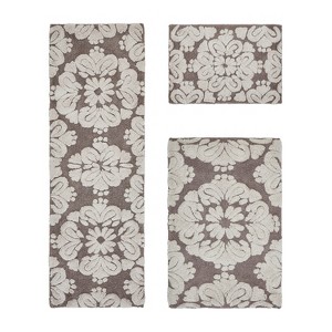 Medallion Collection 3 Piece 100% Cotton Tufted Bathroom Rug Set  with Non-Slip Backing, Machine Washable, Tumble Dry Bath Mat - 1 of 4