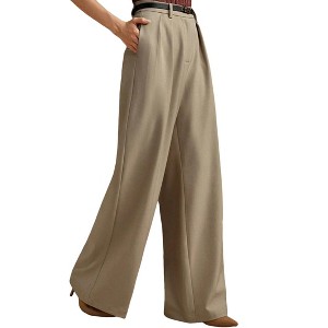 Women's High Waist Wide Leg Pants Office Straight Leg Formal Work Pants - 1 of 4