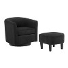 Black Swivel Accent Chair 360° Comfy Recliner Corduroy Arm Chair Single Sofa with Ottoman for Living Room Bedroom - 2 of 4