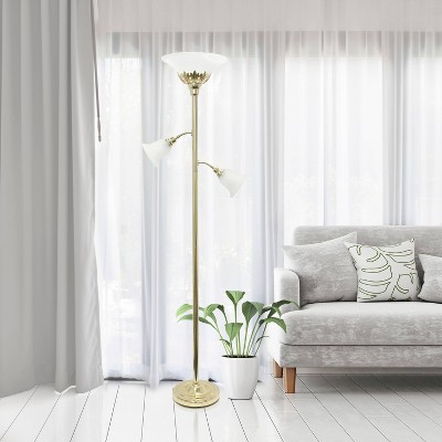 3-Light Floor Lamp with Scalloped Glass Shade - Elegant Designs