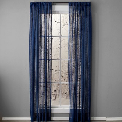 The Lakeside Collection Striped Medallion Lace Panels - 84" Panel Navy