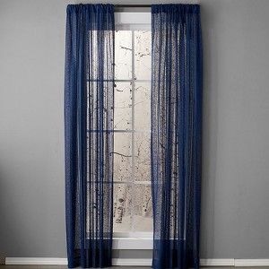 The Lakeside Collection Striped Medallion Lace Panels - 84" Panel Navy - 1 of 1