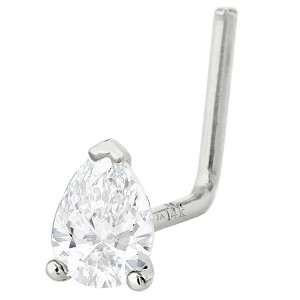 Jewelry Avalanche 22G 14K Gold Pear-shape Moissanite L-Shape Nose Stud - 1 of 3