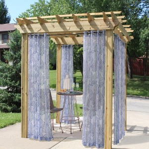 Commonwealth Havana Leaf Outdoor / Indoor Curtain Grommet Top Panel With 8 Silver Grommets - 54x108" - Blue - 1 of 3