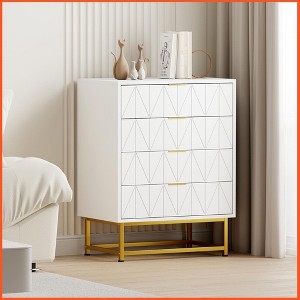 Homhougo 4 Drawer Dresser for Bedroom, Small Chest of Drawers with Storage, Modern Nightstand End Table White - 1 of 4