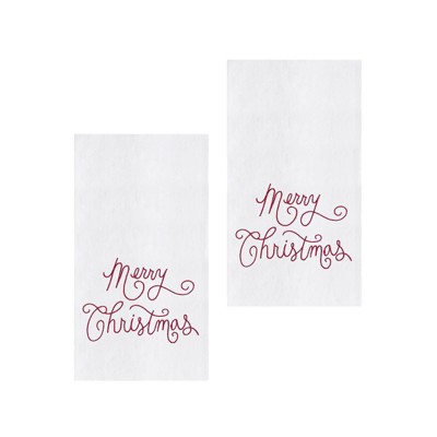 C&F Home Merry Christmas Script Flour Sack Kitchen Dishtowel Set of 2